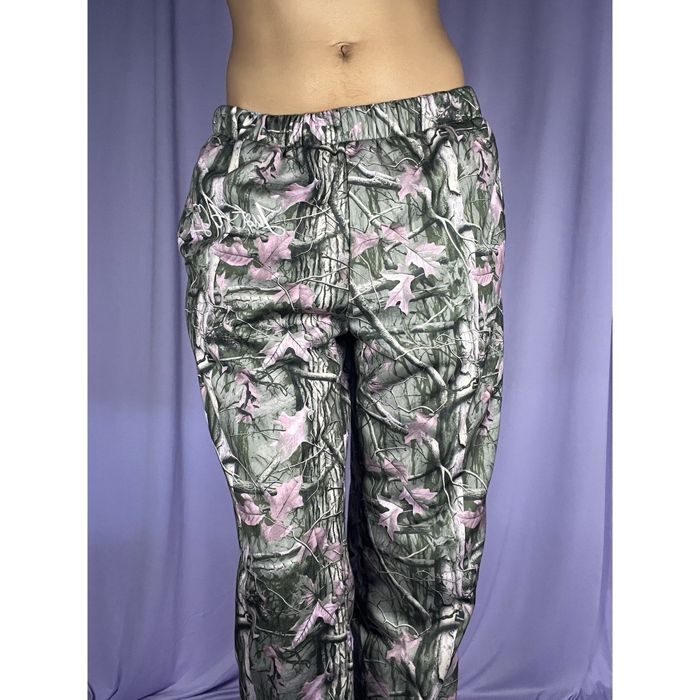 No Comment Camouflage Sweatpant Joggers Size M Pink Faux Fur Y2K Streetwear Cozy